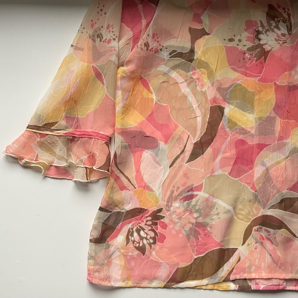 Alfred Dunner Sheer Floral Blouse - Size 12 - Picture 8 of 14